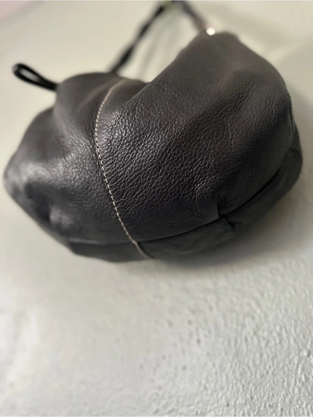 vintage FOSSIL Black Pebbled Leather Slouchy Hobo Shoulder Bag 75082 - EUC